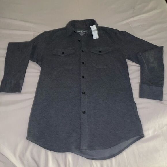 American Eagle Boys/Juniors Long Sleeve Button Down Shirt Grey - Picture 2 of 4
